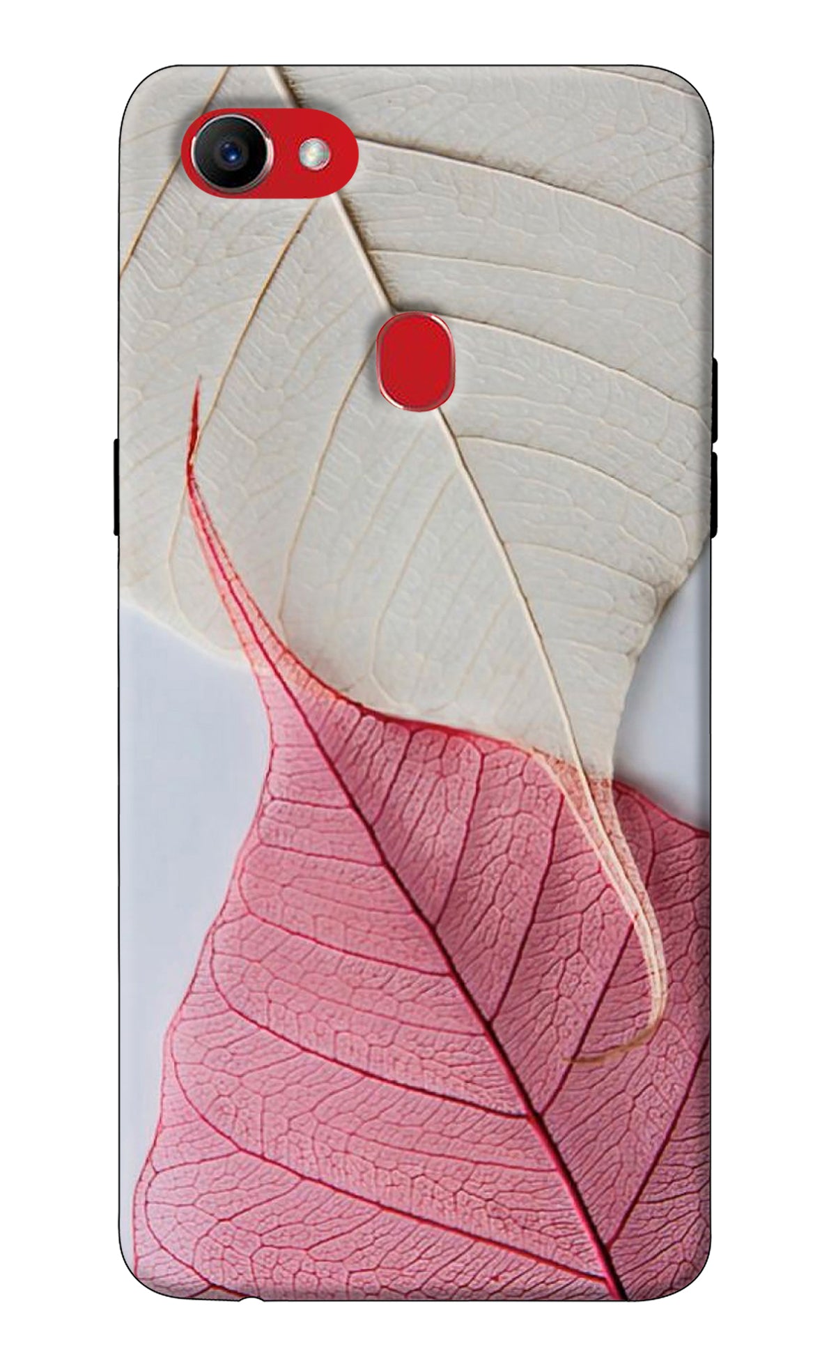 White Pink Leaf Oppo F7 Back Cover