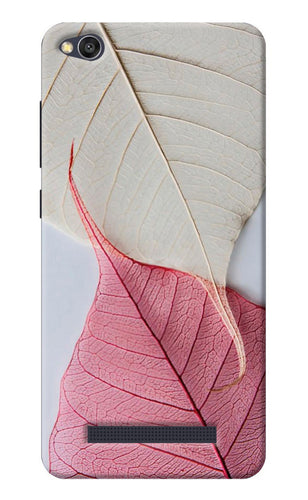 White Pink Leaf Redmi 4A Back Cover