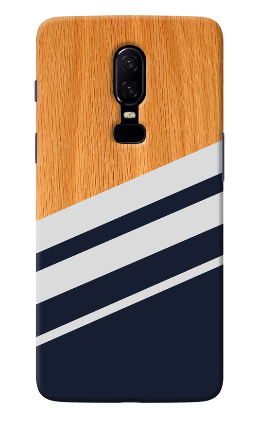 Blue and white wooden Oneplus 6 Back Cover