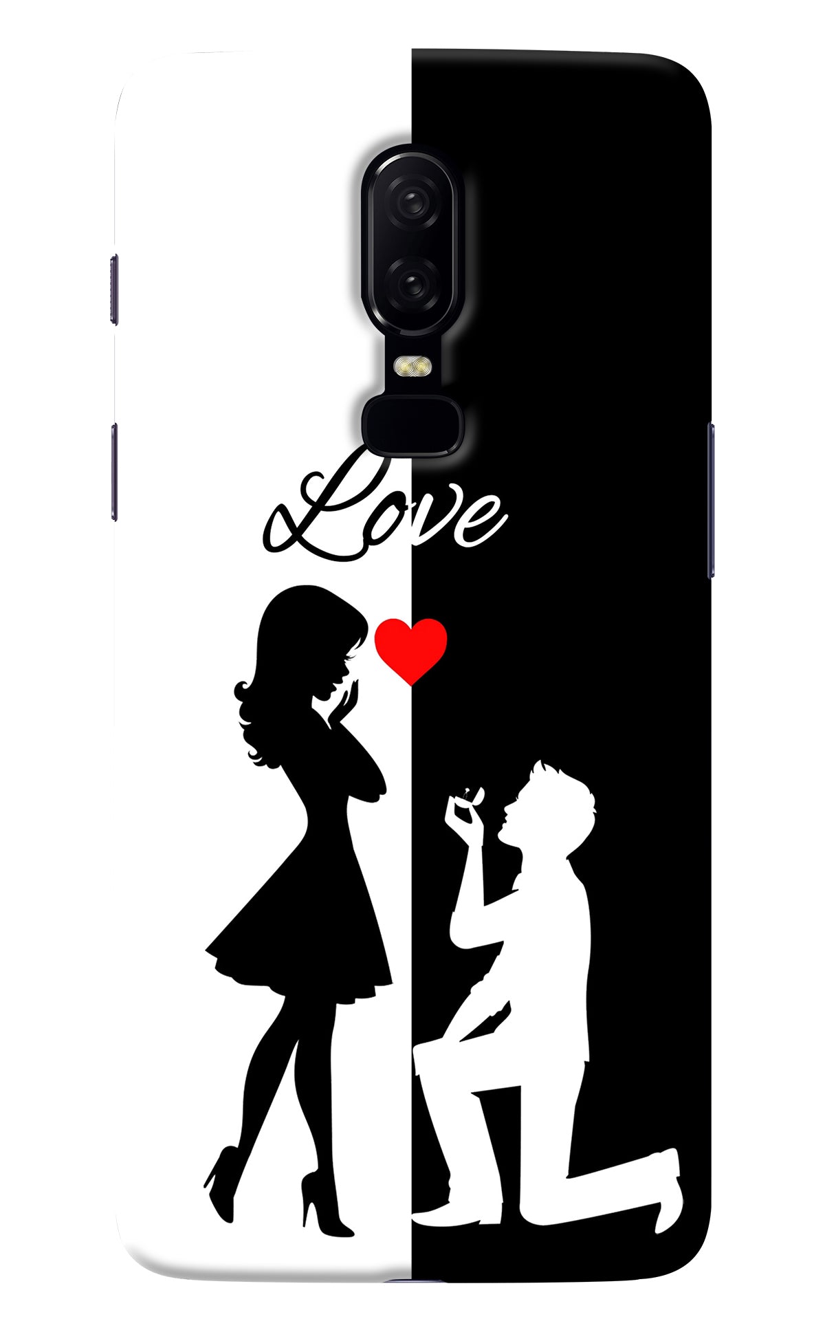 Love Propose Black And White Oneplus 6 Back Cover