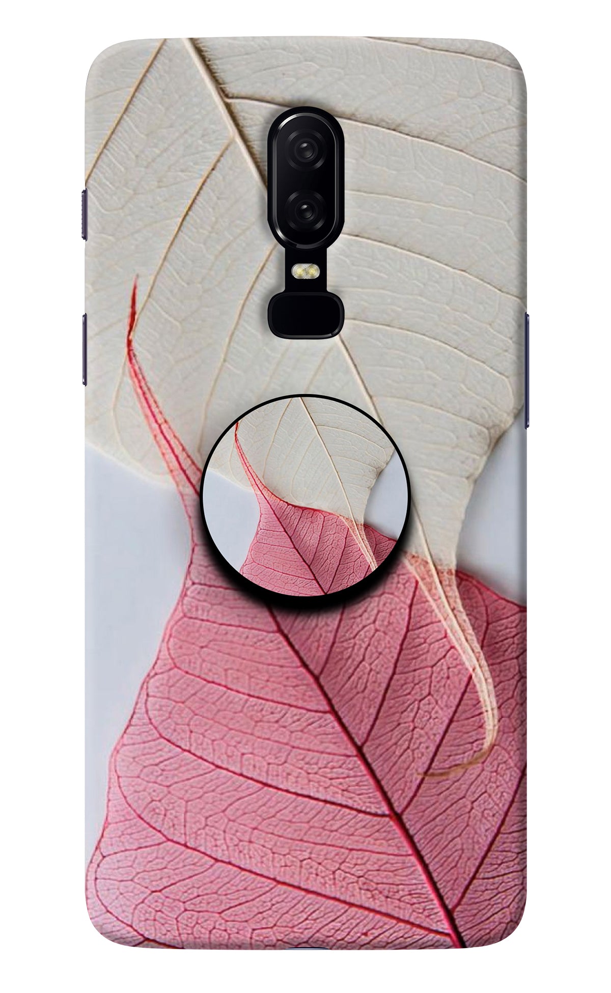 White Pink Leaf Oneplus 6 Pop Case