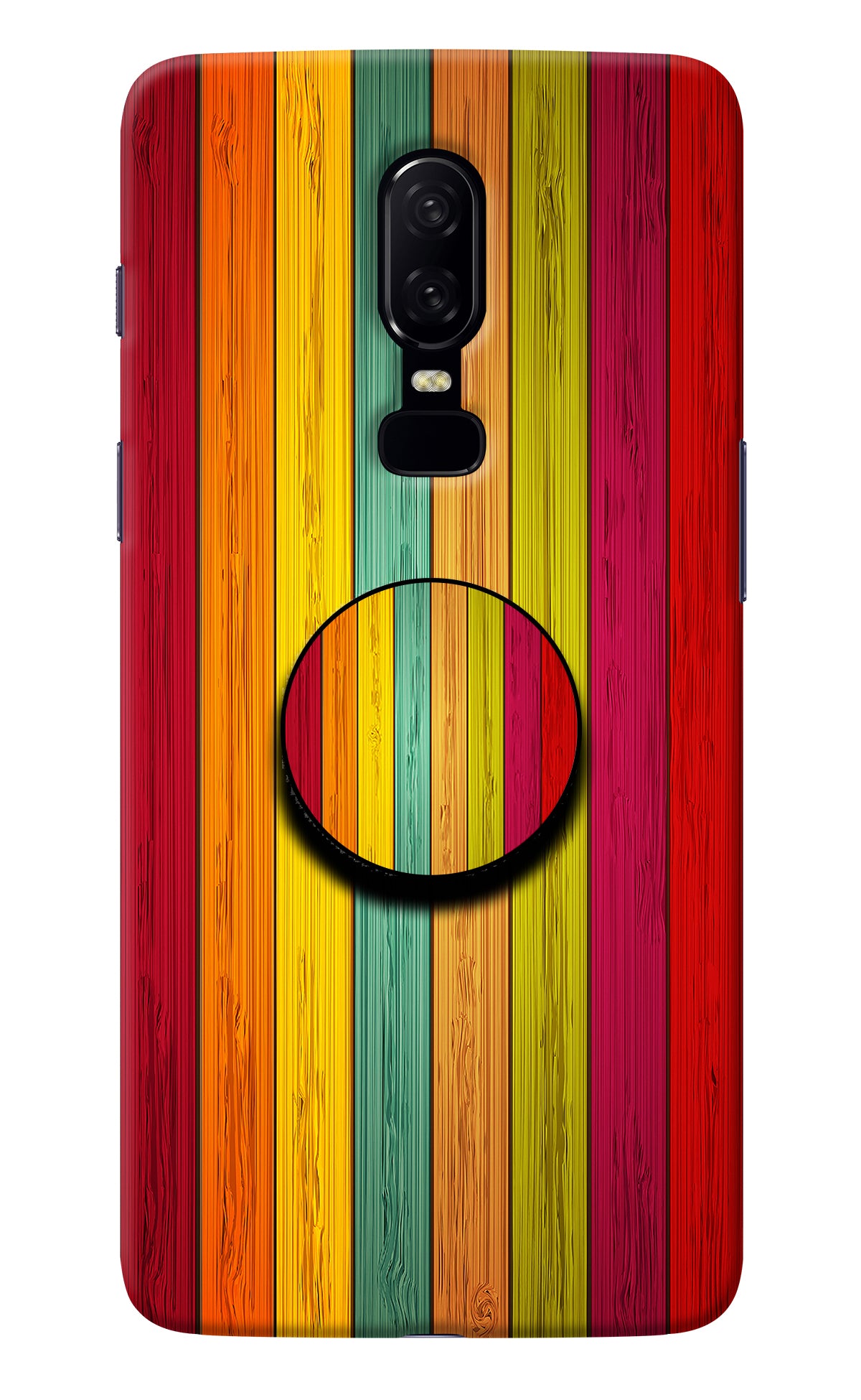 Multicolor Wooden Oneplus 6 Pop Case