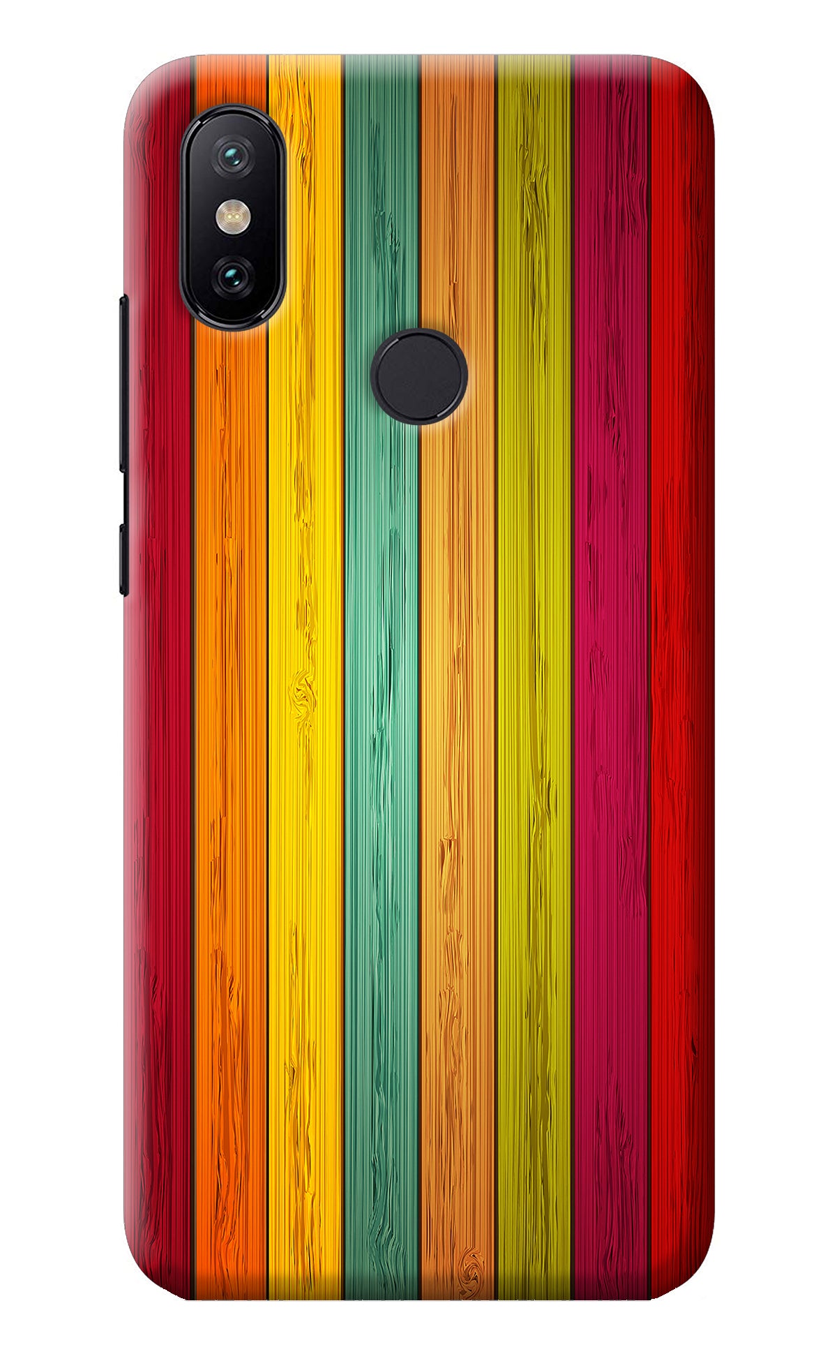 Multicolor Wooden Mi A2 Back Cover