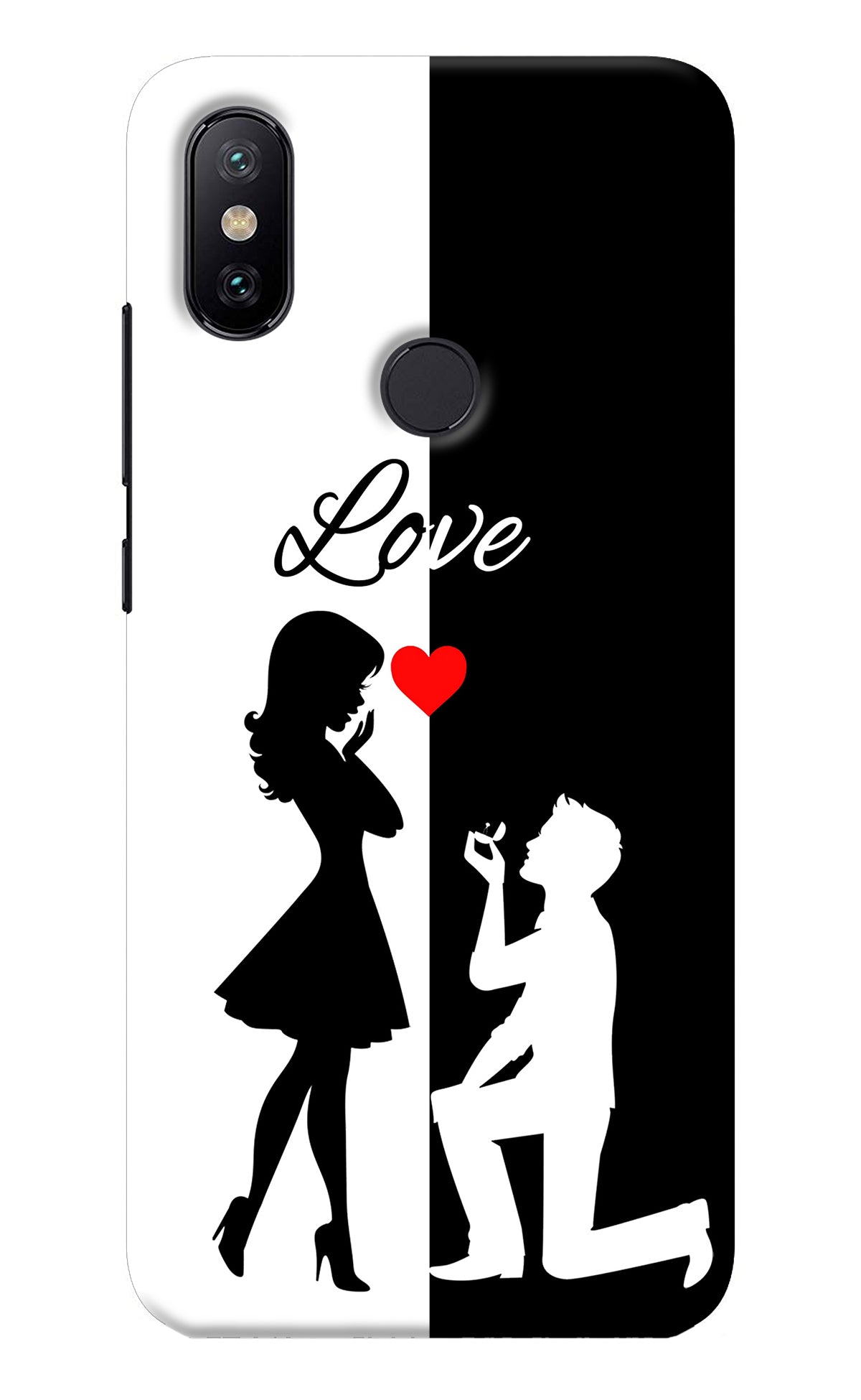 Love Propose Black And White Mi A2 Back Cover