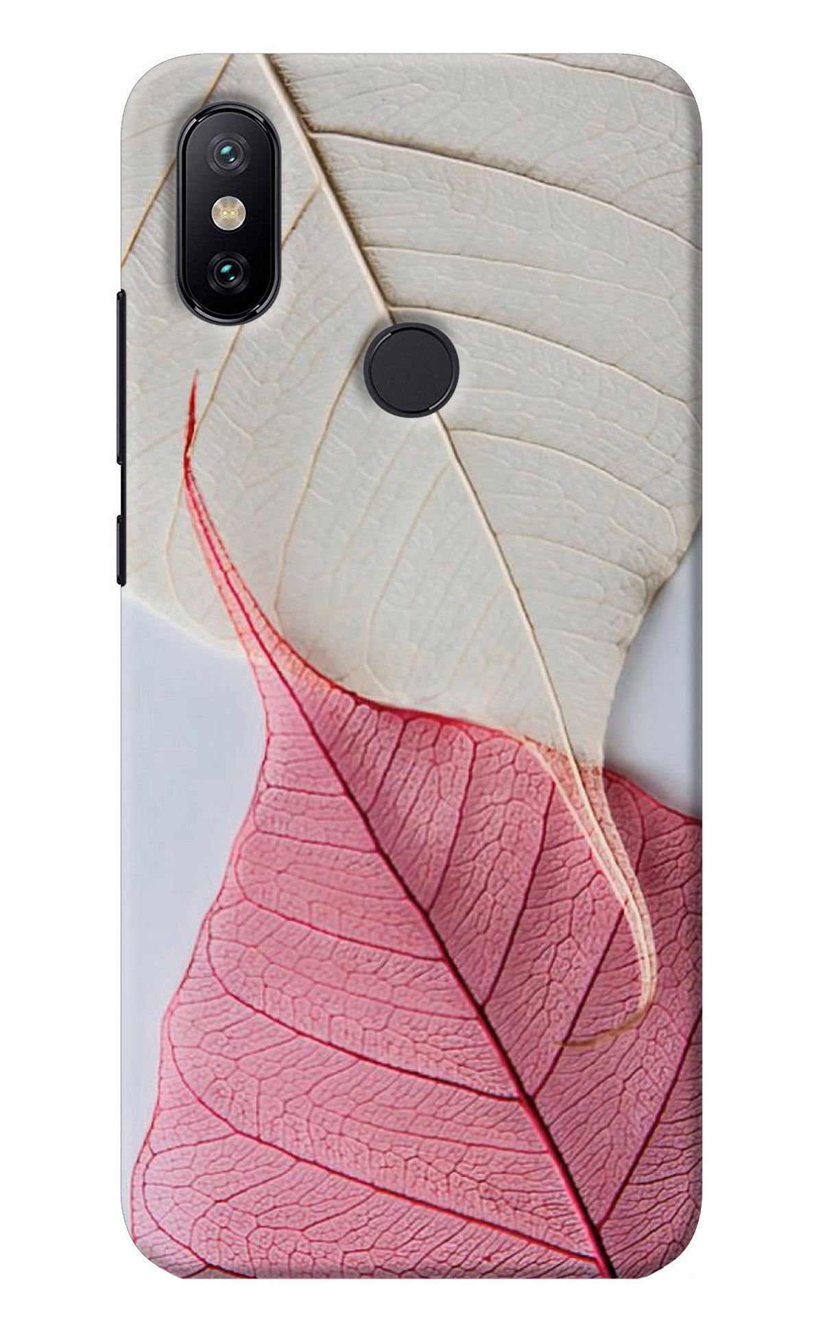 White Pink Leaf Mi A2 Back Cover