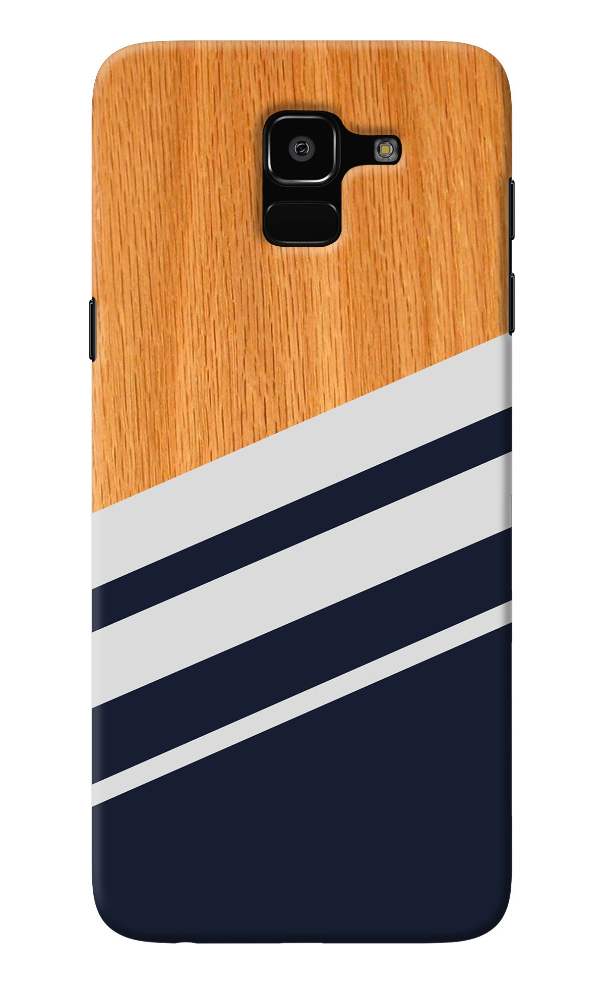 Blue and white wooden Samsung J6 Back Cover