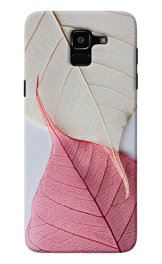 White Pink Leaf Samsung J6 Back Cover