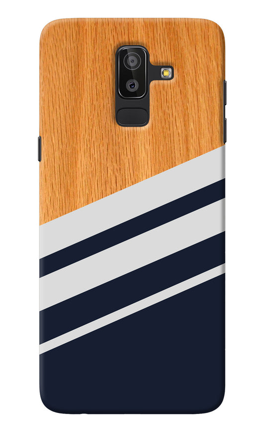 Blue and white wooden Samsung J8 Back Cover