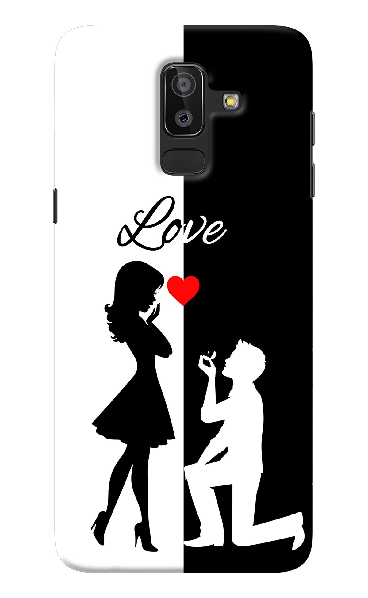 Love Propose Black And White Samsung J8 Back Cover