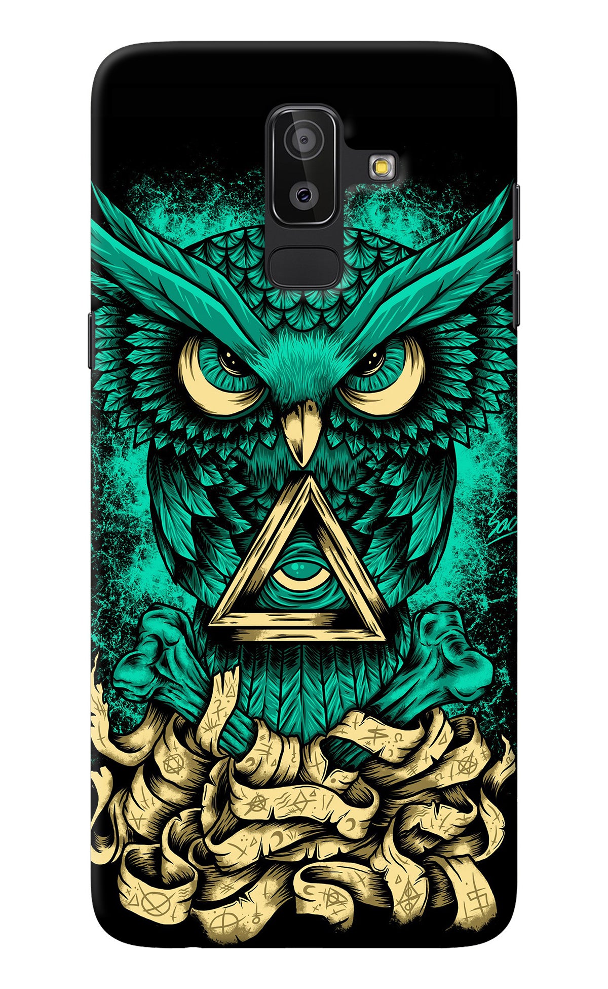 Green Owl Samsung J8 Back Cover