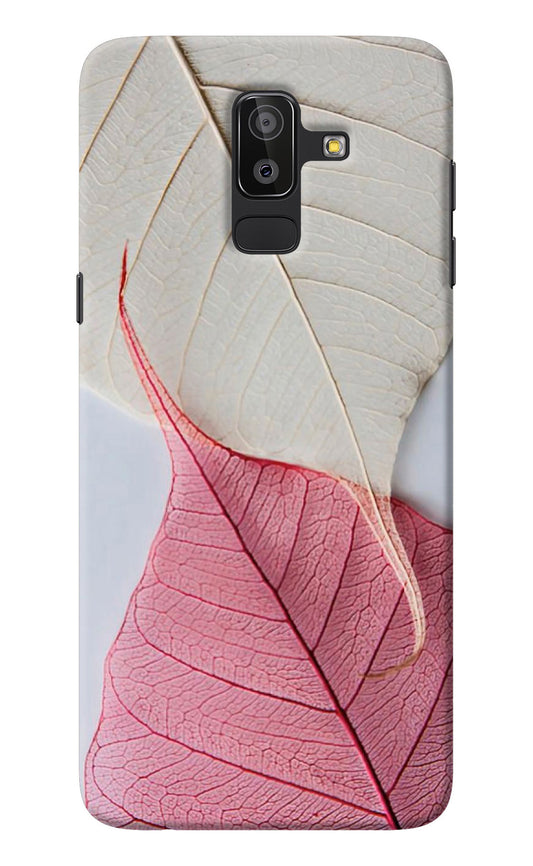 White Pink Leaf Samsung J8 Back Cover