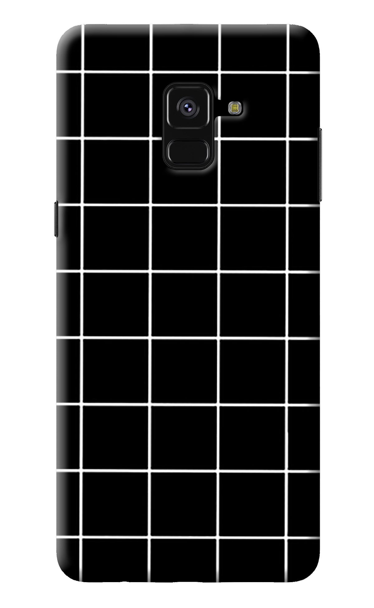 White Grid Samsung A8 plus Back Cover