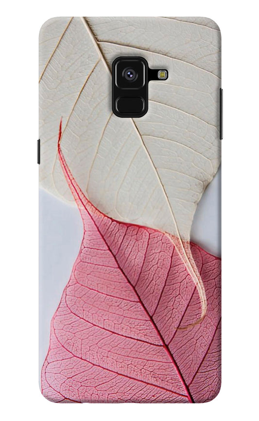 White Pink Leaf Samsung A8 plus Back Cover