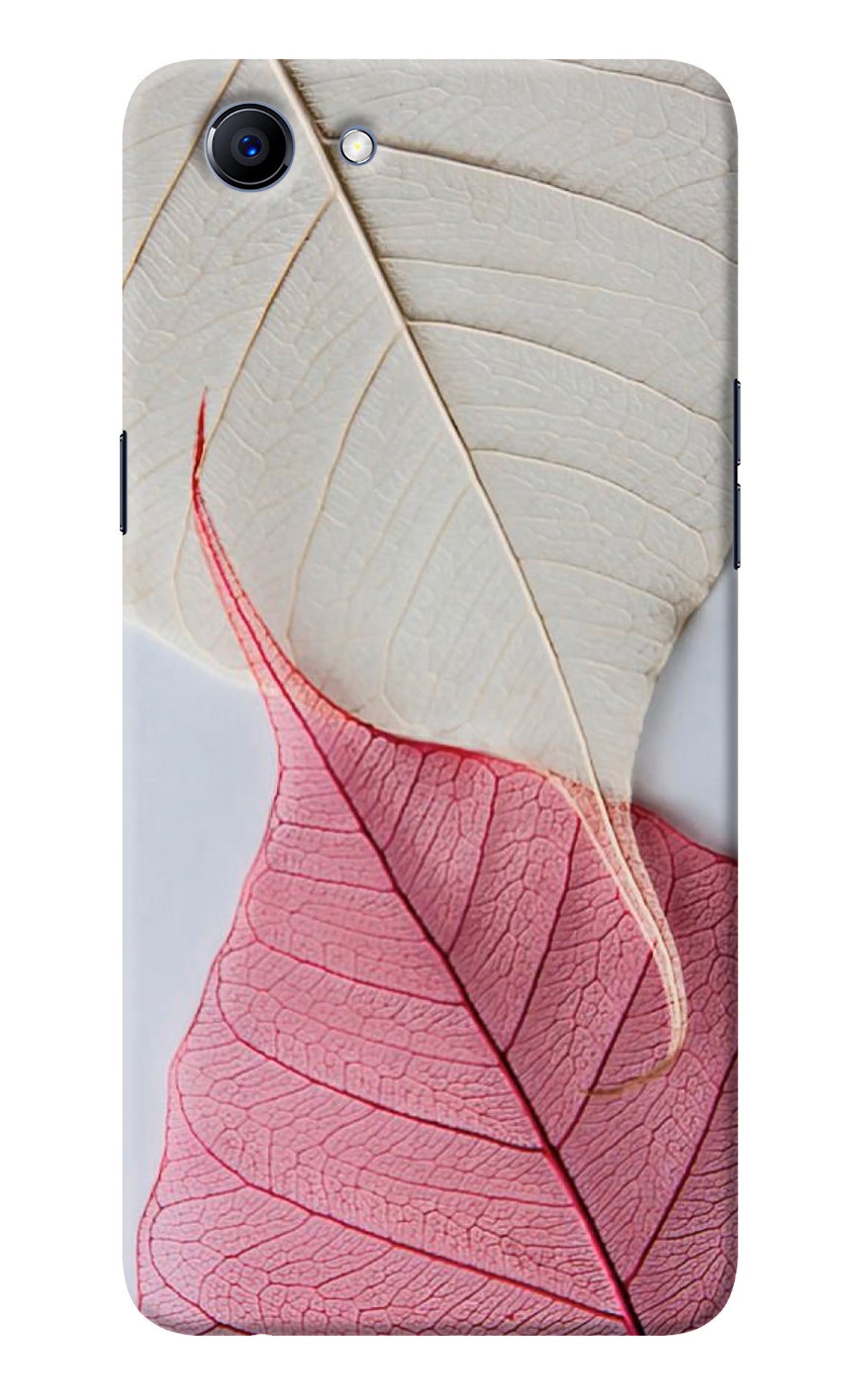 White Pink Leaf Realme 1 Back Cover