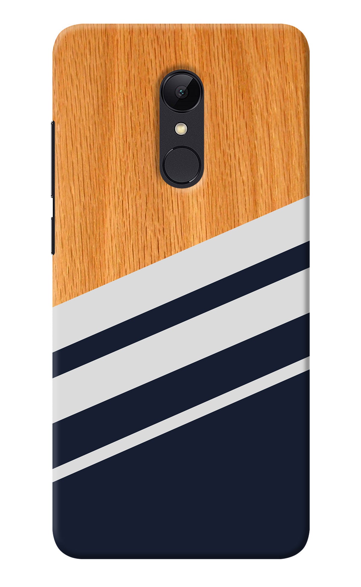 Blue and white wooden Redmi 5 Back Cover