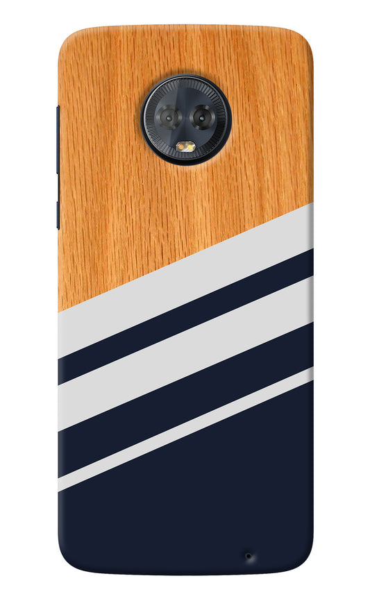 Blue and white wooden Moto G6 Back Cover