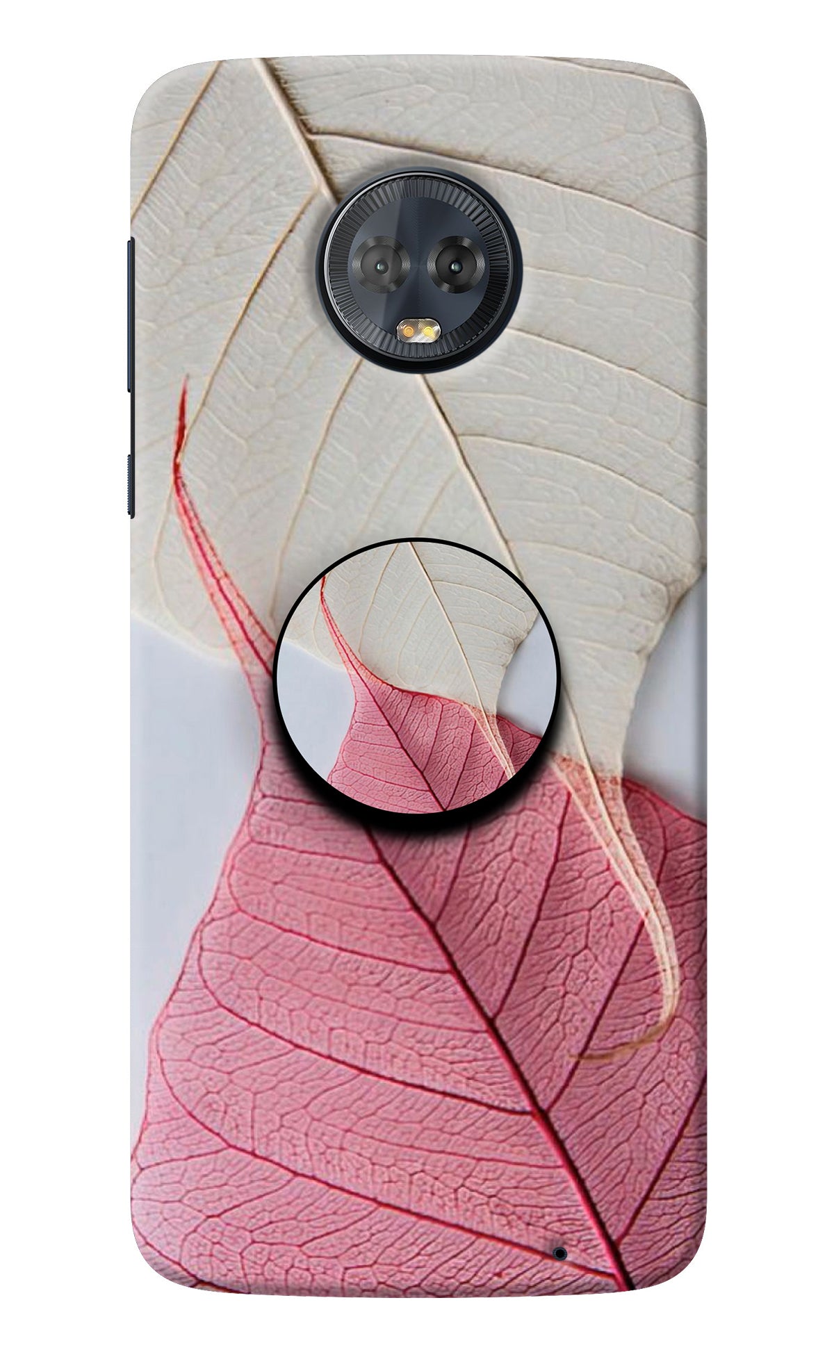 White Pink Leaf Moto G6 Pop Case