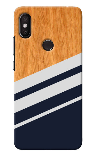 Blue and white wooden Redmi Y2 Back Cover