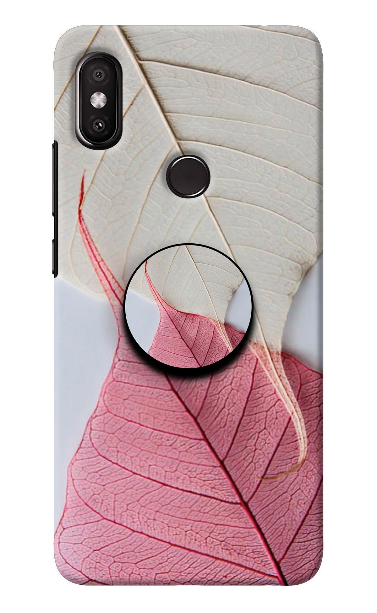 White Pink Leaf Redmi Y2 Pop Case