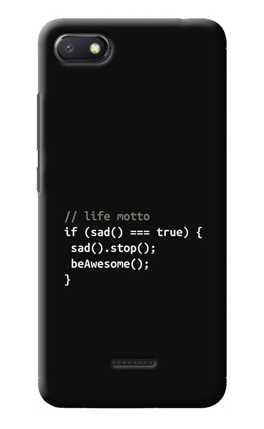 Life Motto Code Redmi 6A Back Cover