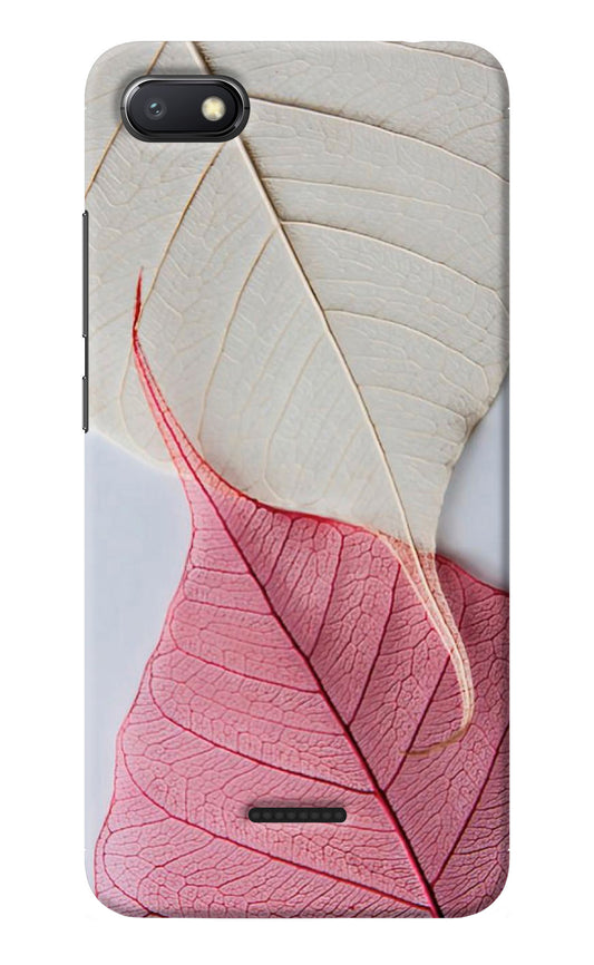 White Pink Leaf Redmi 6A Back Cover