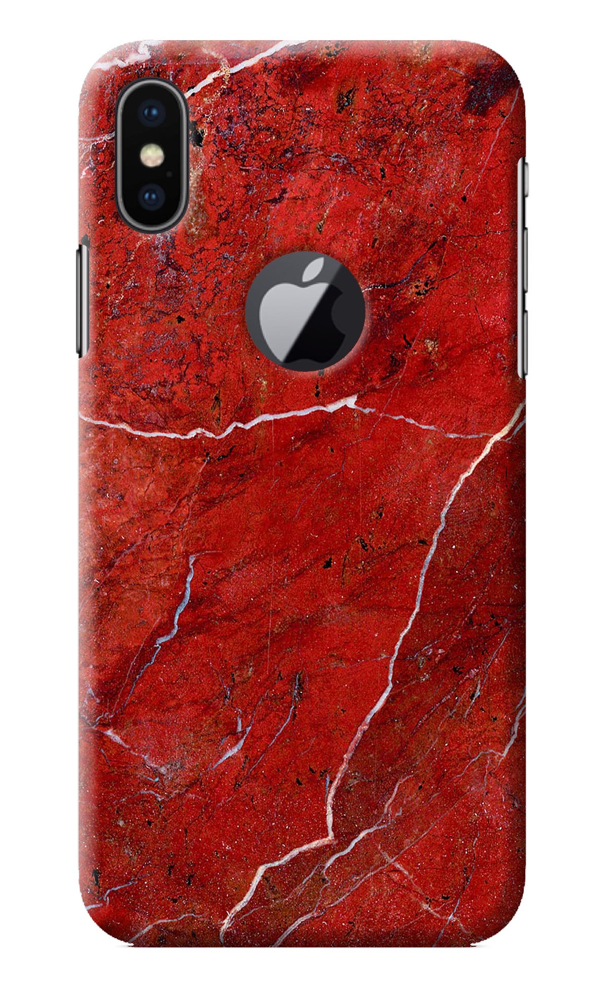 Red Marble Design iPhone X Logocut Back Cover