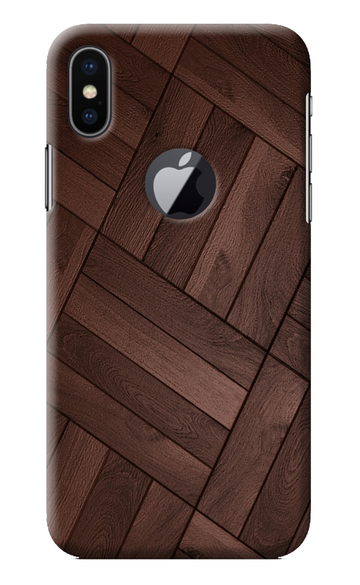 Wooden Texture Design iPhone X Logocut Back Cover