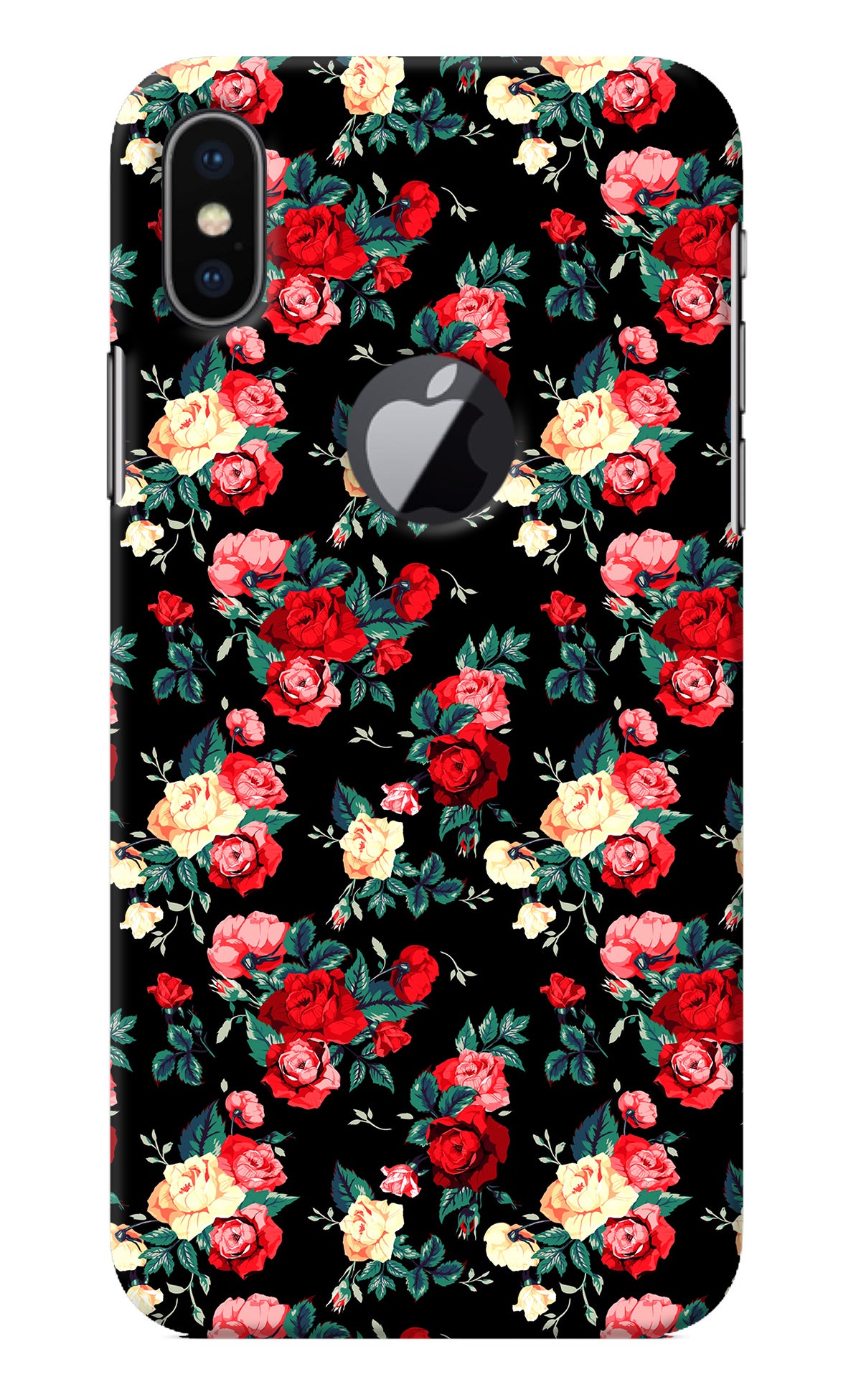 Rose Pattern iPhone X Logocut Back Cover