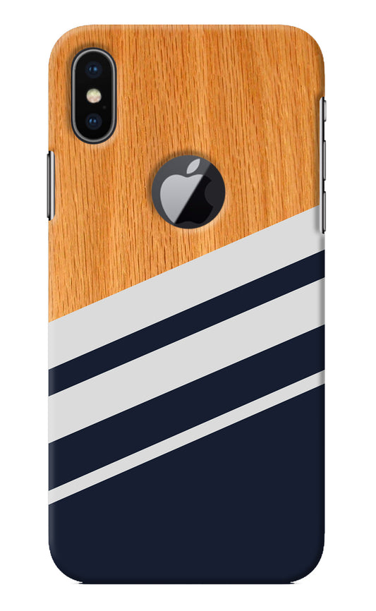 Blue and white wooden iPhone X Logocut Back Cover