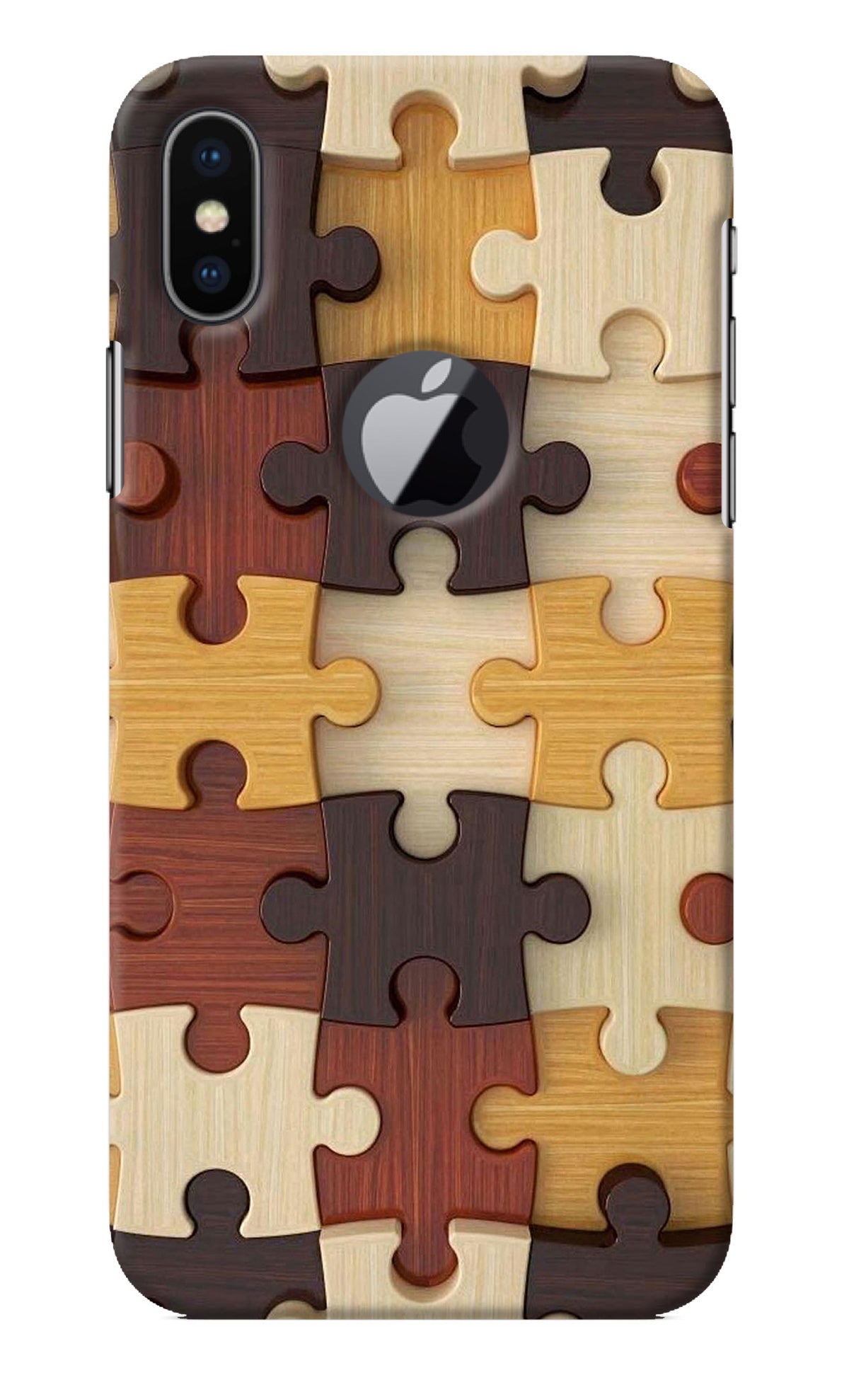 Wooden Puzzle iPhone X Logocut Back Cover