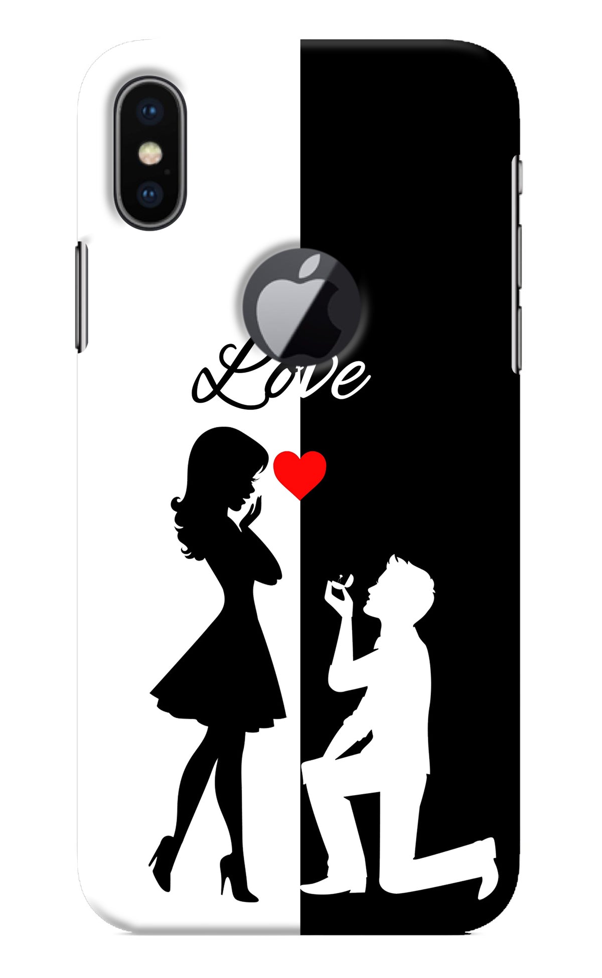 Love Propose Black And White iPhone X Logocut Back Cover