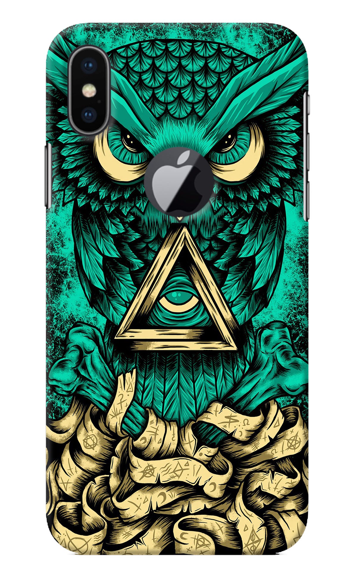 Green Owl iPhone X Logocut Back Cover