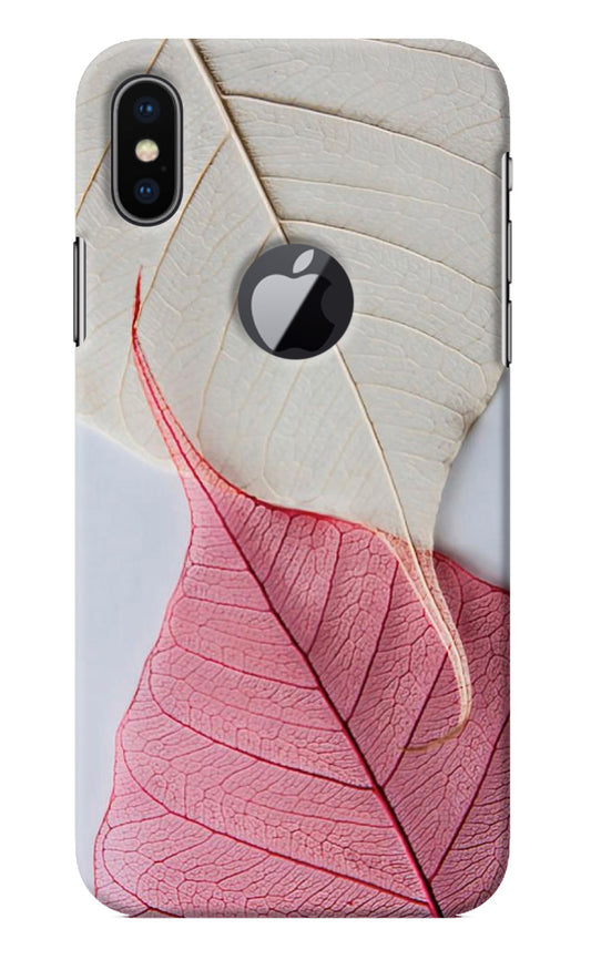 White Pink Leaf iPhone X Logocut Back Cover