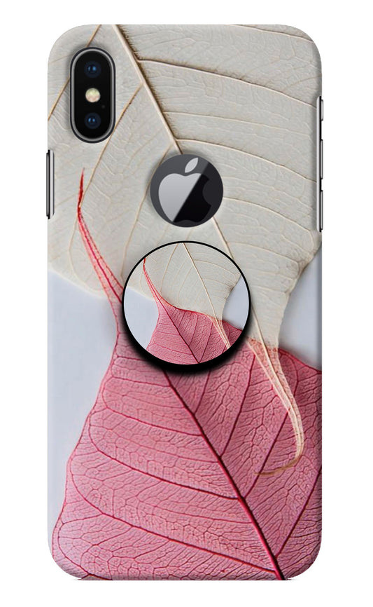 White Pink Leaf iPhone X Logocut Pop Case