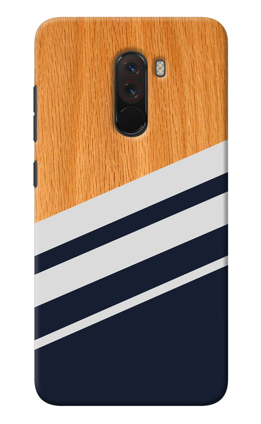 Blue and white wooden Poco F1 Back Cover