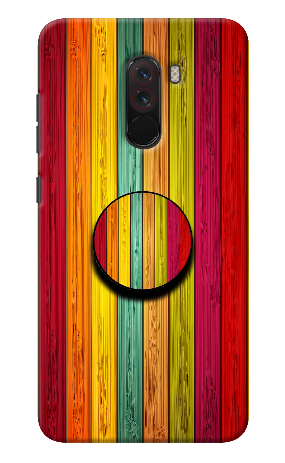 Multicolor Wooden Poco F1 Pop Case