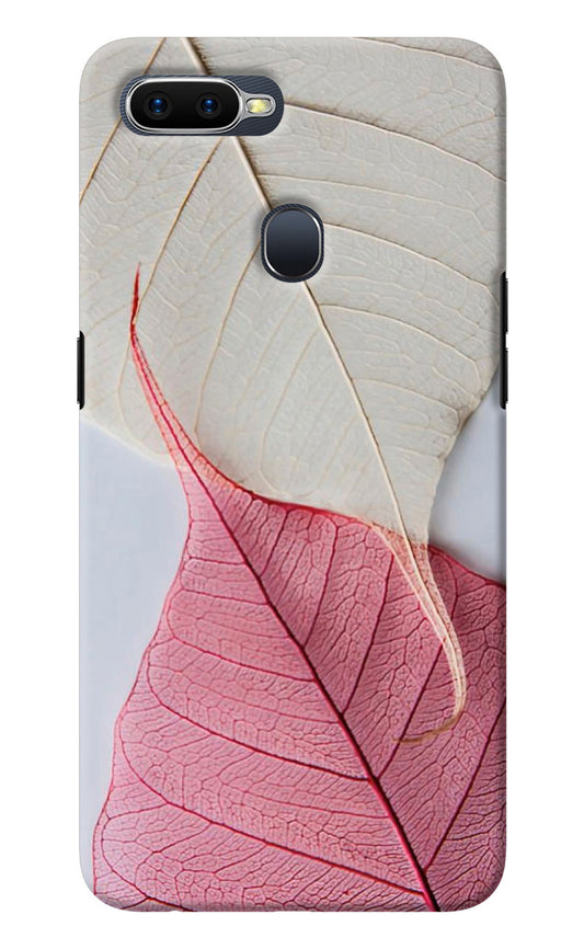 White Pink Leaf Oppo F9/F9 Pro Back Cover