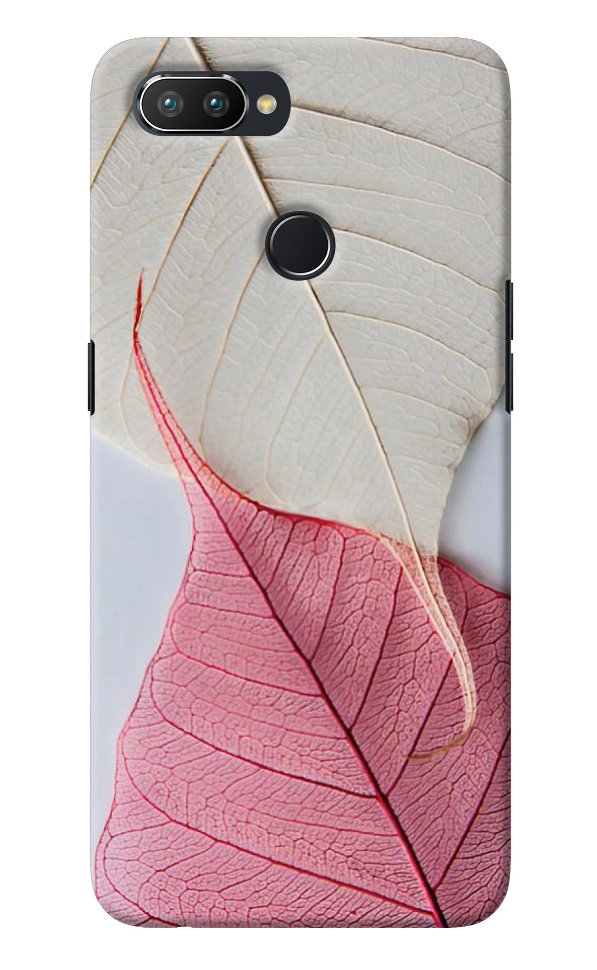 White Pink Leaf Realme 2 Pro Back Cover