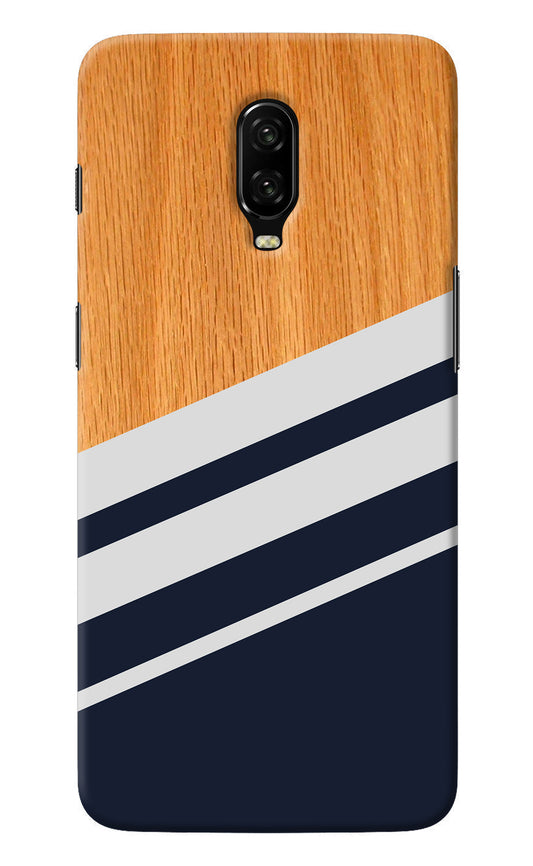 Blue and white wooden Oneplus 6T Back Cover