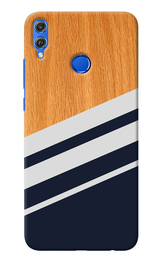 Blue and white wooden Honor 8X Back Cover