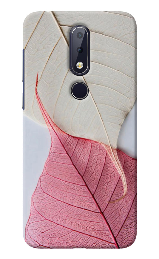 White Pink Leaf Nokia 6.1 plus Back Cover