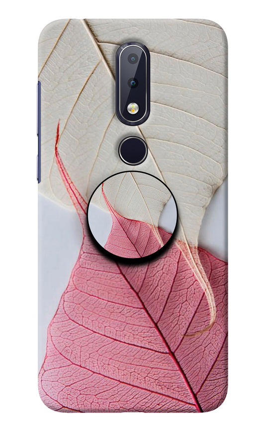 White Pink Leaf Nokia 6.1 plus Pop Case