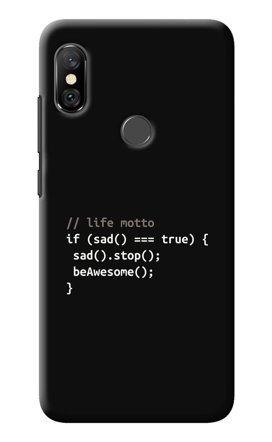 Life Motto Code Redmi Note 6 Pro Back Cover