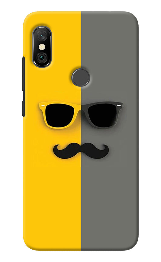 Sunglasses with Mustache Redmi Note 6 Pro Back Cover