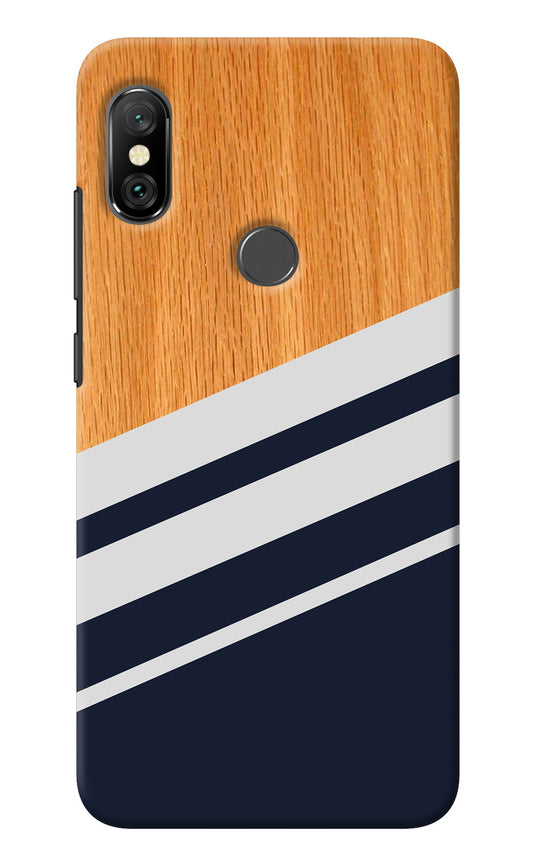 Blue and white wooden Redmi Note 6 Pro Back Cover