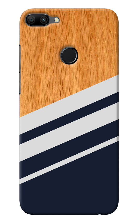 Blue and white wooden Honor 9N Back Cover