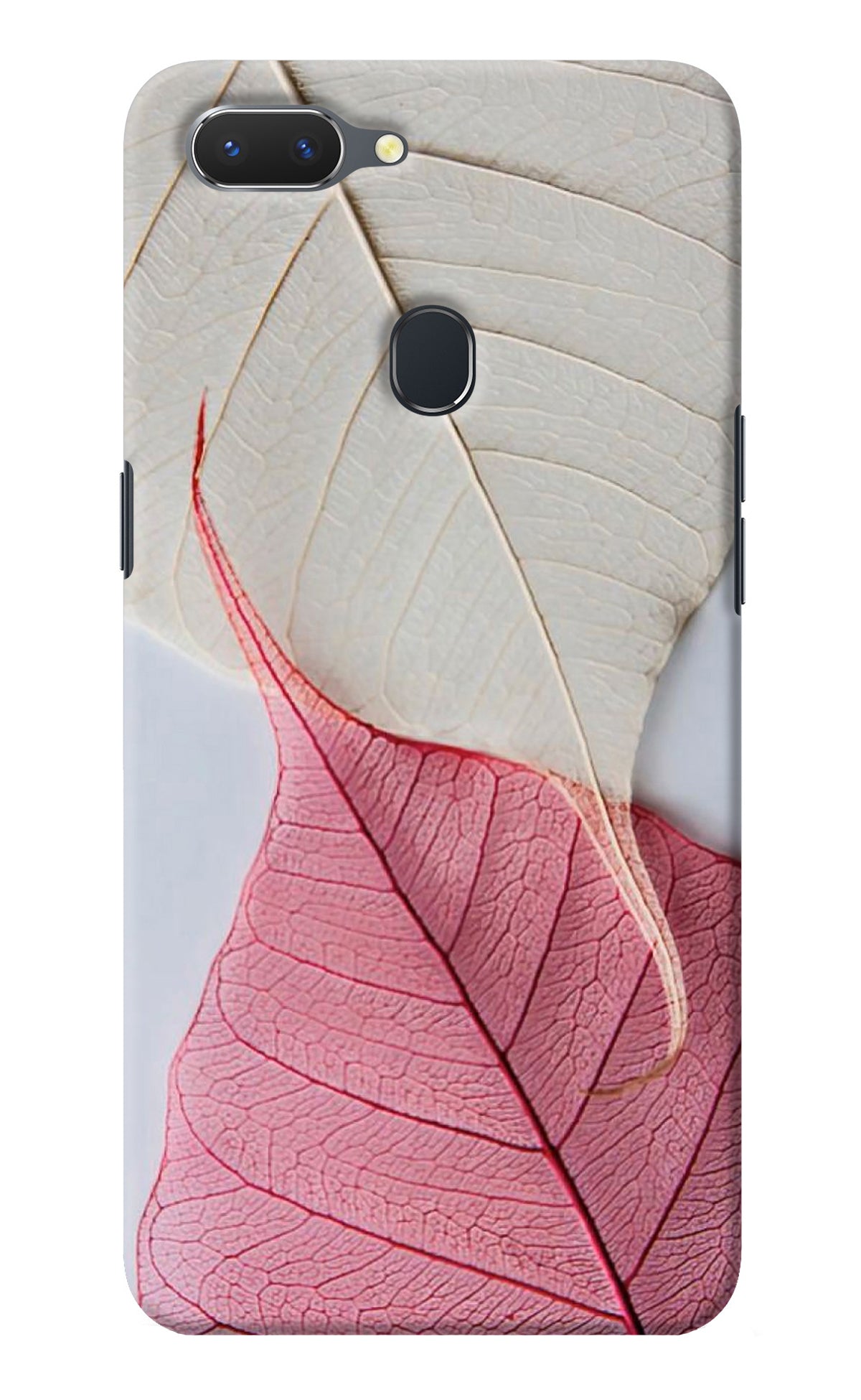 White Pink Leaf Realme 2 Back Cover