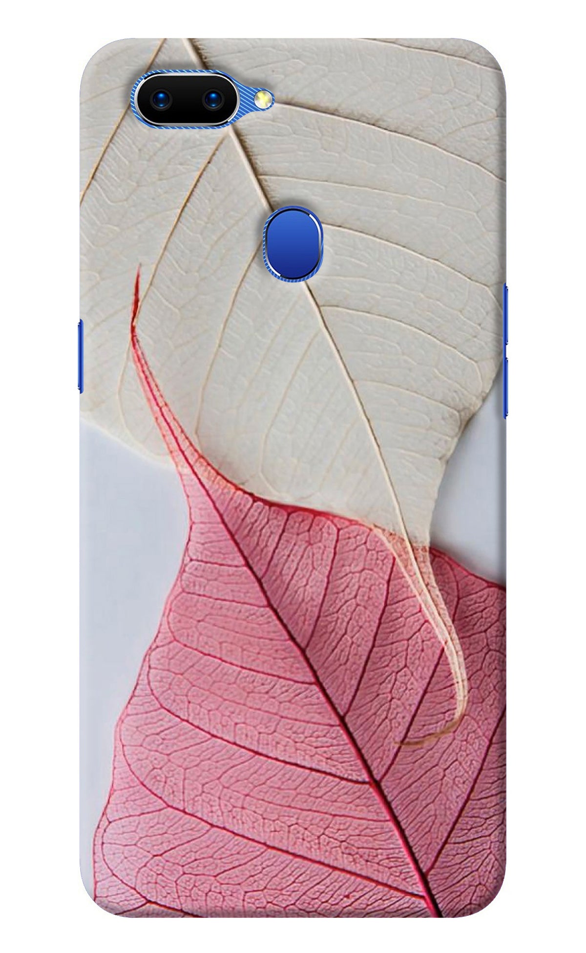 White Pink Leaf Oppo A5 Back Cover