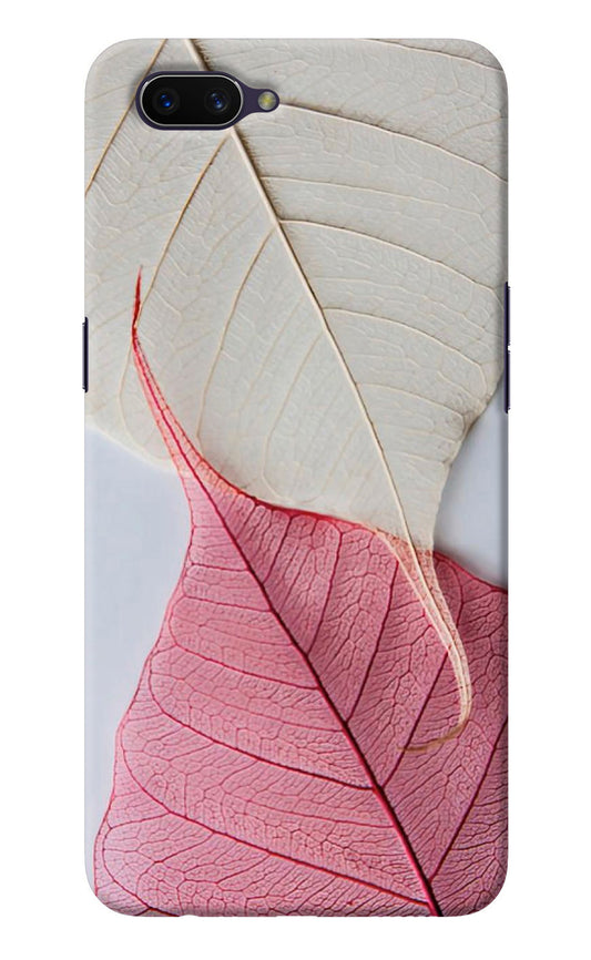 White Pink Leaf Oppo A3S Back Cover