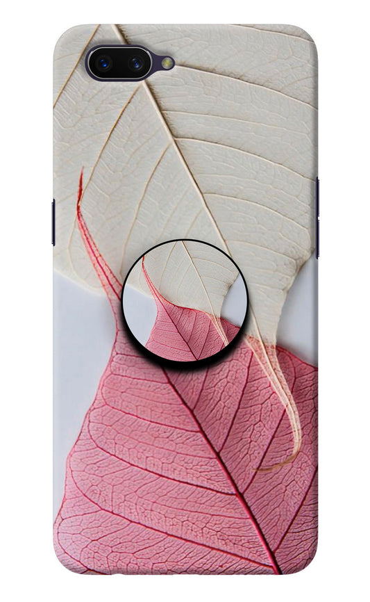 White Pink Leaf Oppo A3S Pop Case